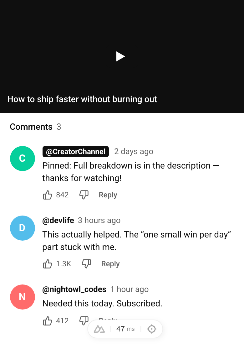YouTube · Comment